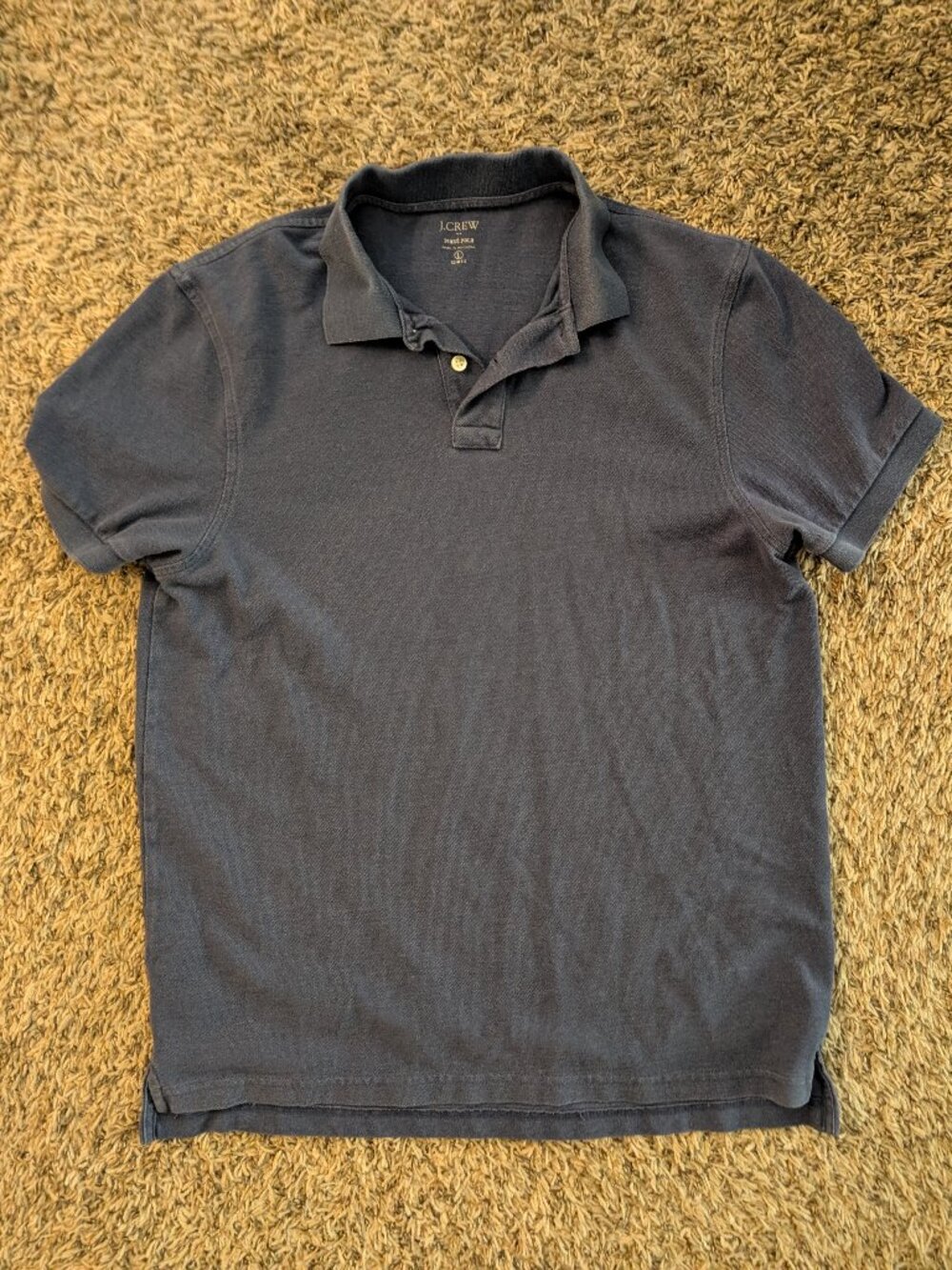 J.Crew Men's Washed Piqué Slim Fit Polo Shirt - Navy - Large